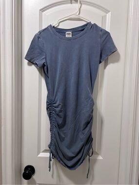 PINK Victoria's Secret Dusty Blue Ruched Side T-Shirt Mini Dress
